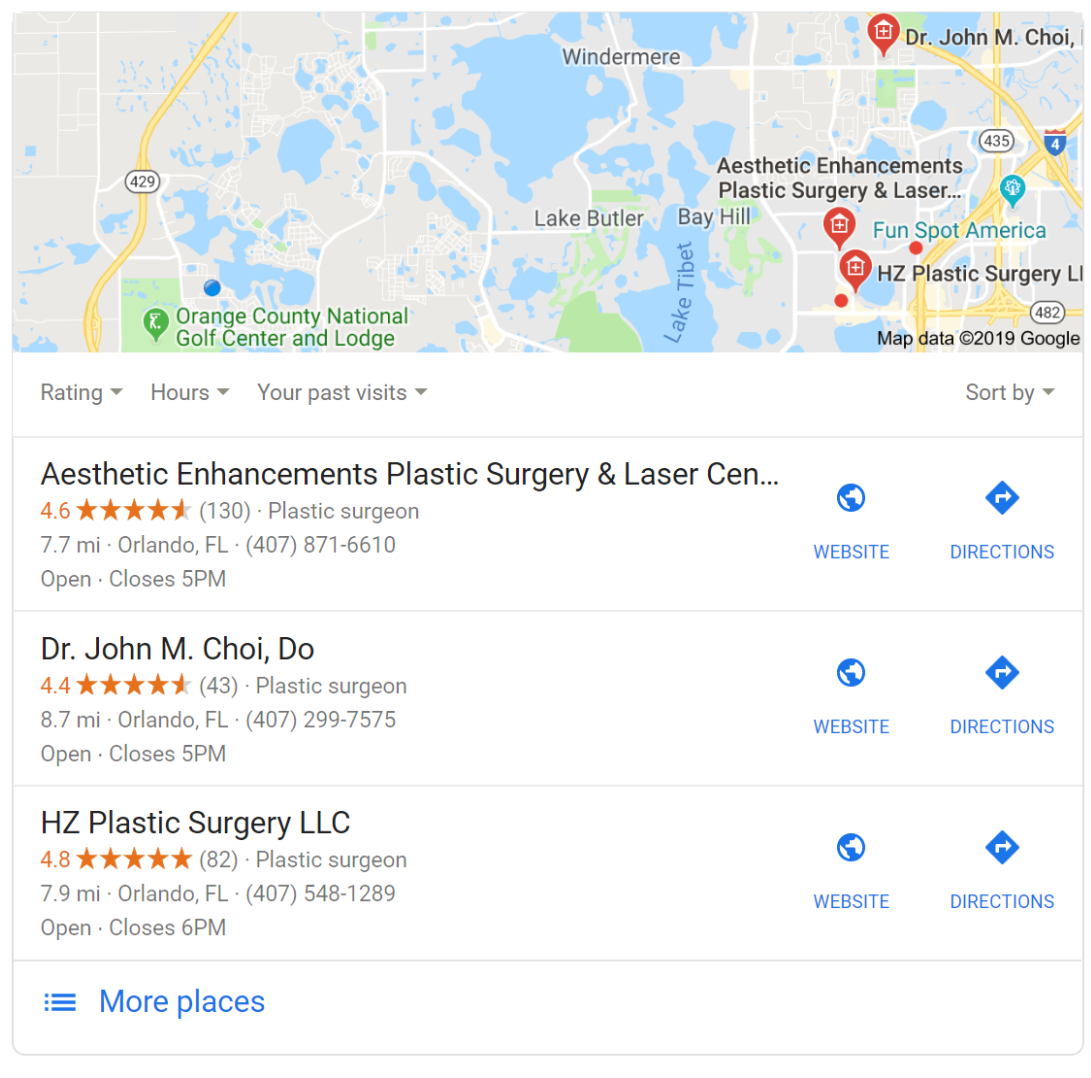 google my business GMB plastic surgery