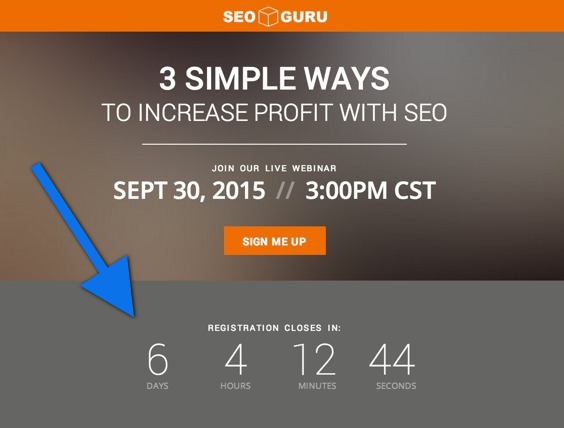 countdown timer on landing page 